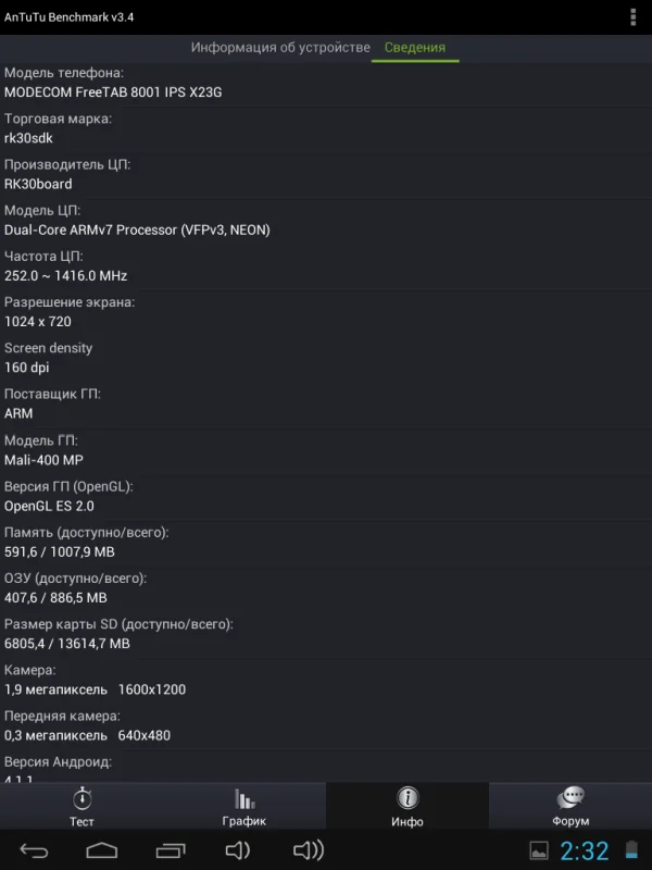 Планшет Modecom FreeTab 8001 IPS X2 3G